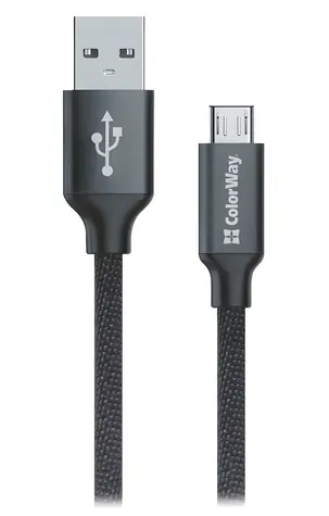 Colorway czarny / Kabel do transmisji danych / USB-A - Micro USB / 2.1 A / 1 m