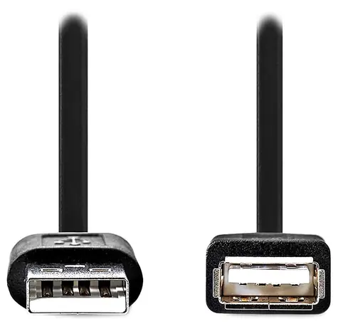 Przedłużacz USB-A Nedis czarny / Przedłużacz / USB 2.0 / USB-A - USB-A / złącza niklowane / 1 m