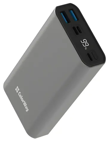 Colorway 20000mAh szary / Powerbank / 20W / 2x USB-A QC3.0 / USB-C PD / Lightning