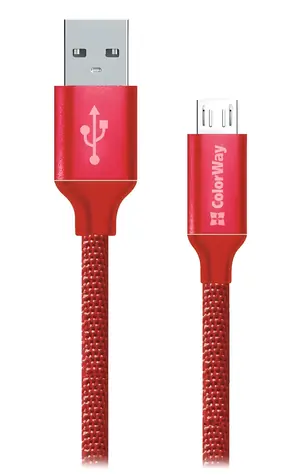 Colorway czerwony / Kabel do transmisji danych / USB-A - Micro USB / 2.1 A / 1 m