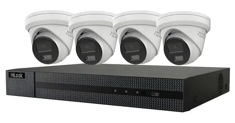 HiLook Kit Turret 2TB / Zestaw kamer / SMART oświetlenie hybrydowe / 1x NVR-108MH-C/8P / 4X IPC-T280HA-LUF 8Mpix