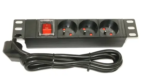 Panel rozdzielczy Xtendlan 10" 3x230V czarny / Przedłużacz / 3 gniazda / włącznik / 1,8 m
