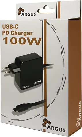 Inter-tech Argus PD-2100 czarny / Ładowarka / USB-C / PD 3.0 / 100W / kabel 1,8m