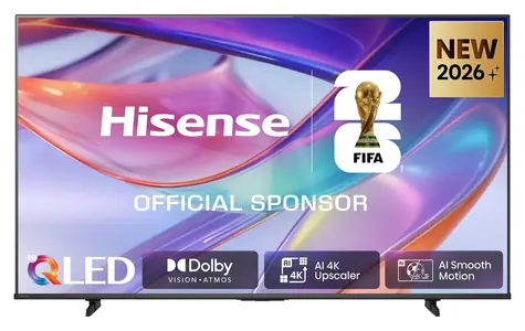 43-calowy Hisense 43E7S czarny / Telewizor / Hi-QLED / UHD / HDMI 2.1 / Wi-Fi / Bluetooth / Głośniki 20 W