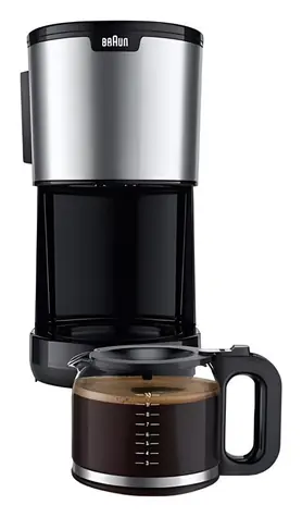 Braun PurShine KF 1500 czarny, stal nierdzewna / Ekspres przelewowy / 1000 W / 10 filiżanek / OptiBrew