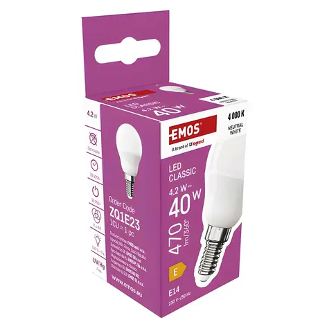 Żarówka LED Emos Mini Globe E14 4,2W / Żarówka / zamiennik 40W / neutralna biel 4000K / 470 lm / 30000h
