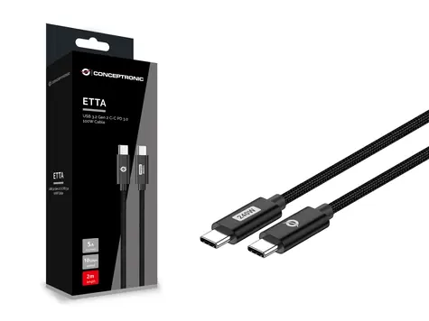 Conceptronic ETTA03B12 czarny / kabel USB-C / USB-C - USB-C / PD 3.1 / 240 W / 480 Mb/s / 1,2 m
