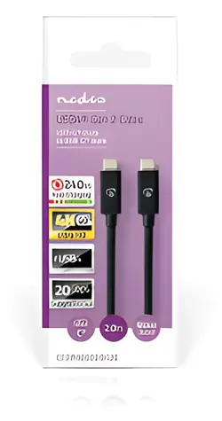 Nedis USB4 Gen 2x2 czarny / Kabel USB-C - USB-C / 240 W / 8K 60Hz / 20 Gb/s / 2 m
