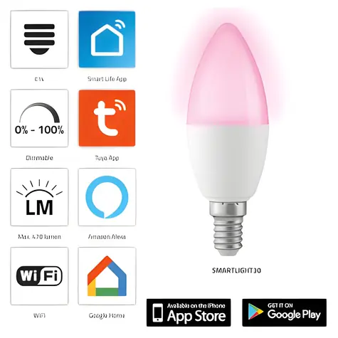 Alecto SMARTLIGHT30 / Inteligentna żarówka LED / E14 / Wi-Fi / RGB / 2000-4000K / 5W / ściemnialna