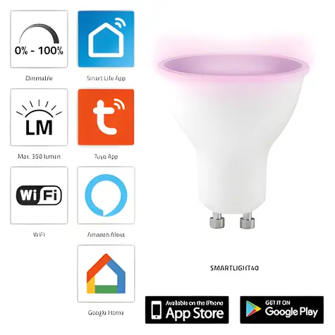 Alecto SMARTLIGHT40 / Inteligentna żarówka LED / E27 / Wi-Fi / RGB / 2000-4000K / 5W / ściemnialna