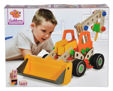 Zestaw konstrukcyjny EICHHORN Constructor Ładowarka kołowa / 140 elementów / od 5 lat / drewno, plastik