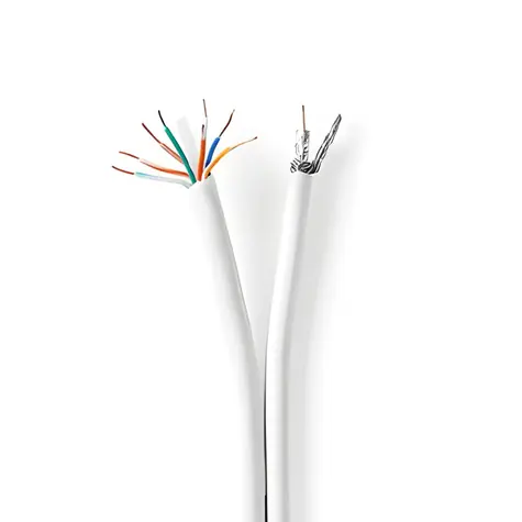 Kabel antenowy i sieciowy Nedis IEC/CAT6 biały / RG58 / 75 Ohm / 25 m