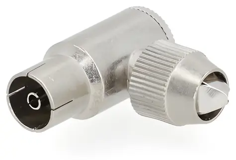 Złącze Nedis gniazdo IEC kątowe / Złącze / niklowane / 75 Ohm / Metalowe