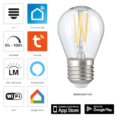 Alecto SMARTLIGHT120 / Inteligentna żarówka LED / E27 / Wi-Fi / 1800-3000K / 5W / ściemnialna