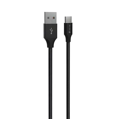 Cable Devia Gracious Woven czarny / Kabel USB-A - USB-C / 2 m