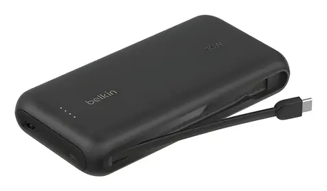 Belkin BOOST CHARGE 20000mAh + kabel czarny / Powerbank / zintegrowany kabel USB-C / 30W PD