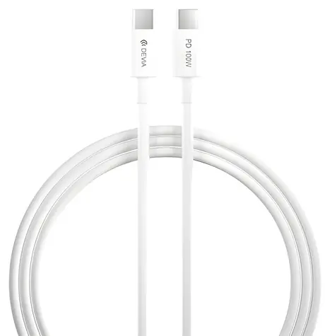 Kabel ładujący Devia SMART Series USB-C - USB-C biały / Kabel ładujący / PD 100 W / 1,5 m