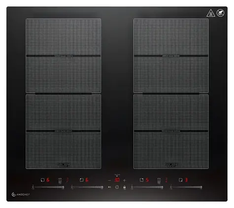 AMZCHEF CE-FS-I74S-FFDD10 czarny / Płyta indukcyjna / 4 płyty grzewcze / 7400 W / FlexZone / sterowanie dotykowe