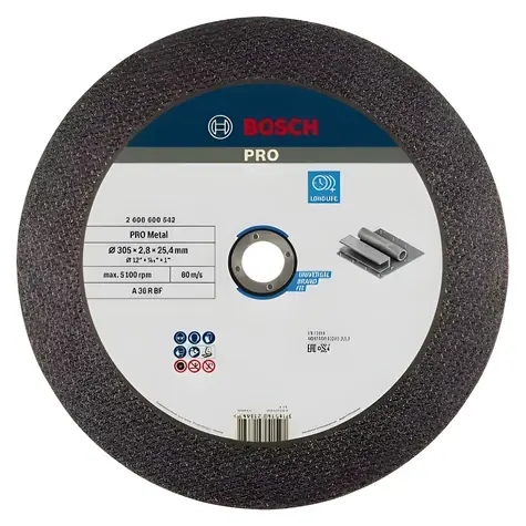 BOSCH PRO Metal / Tarcza tnąca do metalu / Średnica 305 mm / Otwór 25,4 mm / Grubość 2,8 mm