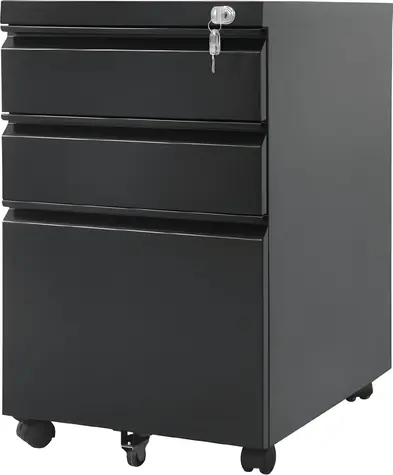 Maclean MC-850 czarny / Kontener pod biurko / metalowy / z zamkiem / na kółkach