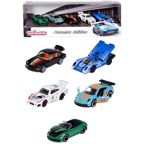 MAJORETTE 2053172 Zestaw prezentowy Porsche / Metalowe samochody / Jazda na luzie / Długość 7,5 cm