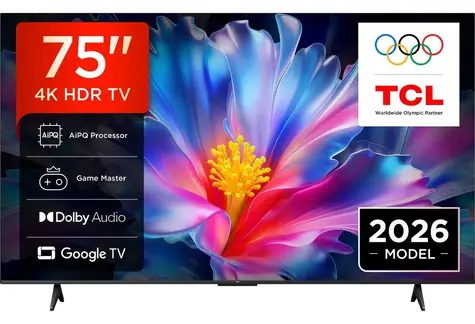 75" TCL 75P6L czarny / Telewizor / 4K UHD / LED / Google TV / Wi-Fi / BT / HDMI