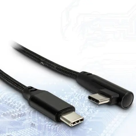 Kabel USB-C Inter-tech 90° 1 m czarny / Kabel USB-C (M) - USB-C (M) / PD 60 W