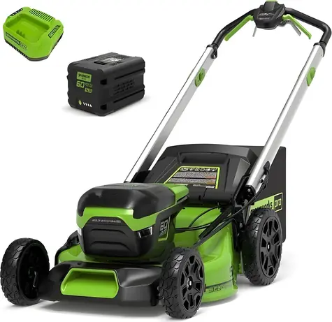 Greenworks GD60LM51SPK4 czarna / Kosiarka akumulatorowa z siedziskiem / 60 V / szerokość koszenia 51 cm / kosz 55 l / 4 Ah + ładowarka