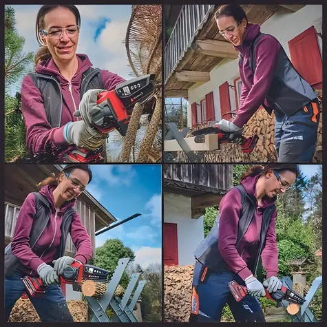 Einhell GE-PS 18/15 Li BL-Solo / Akumulatorowa piła łańcuchowa do gałęzi / 18 V / Długość cięcia 12,5 cm / Bez akumulatora
