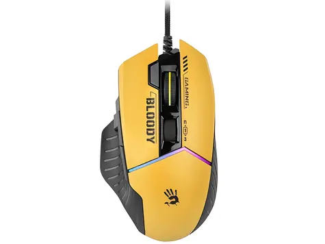 A4Tech Bloody W95Max żółta / Mysz gamingowa / 12000 DPI / RGB / USB