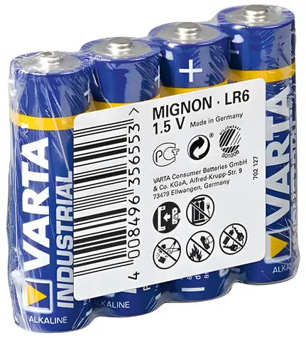 Baterie Industrial Varta AA (LR6) / 1,5 V / alkaliczne / 4 szt.