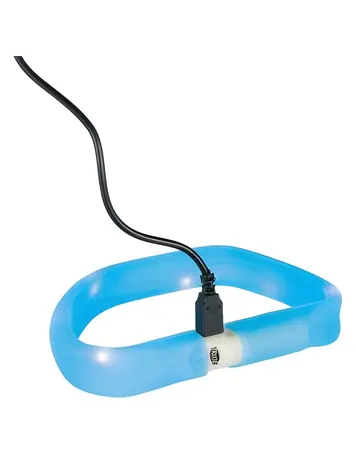 TRIXIE obroża USB, świecąca, płaska, niebieska / Rozmiar ML / 50 cm / 30 mm