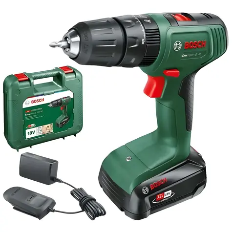 BOSCH EasyImpact 18V-40 / Wiertarko-wkrętarka udarowa akumulatorowa / 18 V / uchwyt 13 mm / 1 x 1,5 Ah / walizka