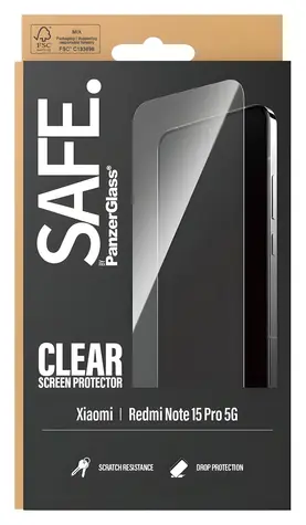 PanzerGlass SAFE UWF czarny / Szkło hartowane / do XIAOMI Redmi Note 15 Pro 5G / W pełni klejące