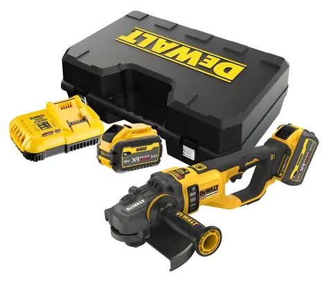 DeWalt / Szlifierka kątowa akumulatorowa / 230 mm / 54V FLEXVOLT / 2x 9,0 Ah / ładowarka / walizka