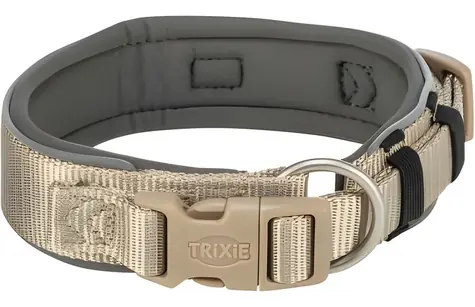 TRIXIE Obroża Premium bardzo szeroka piaskowo-grafitowa / SM / 33-42 cm / 35 mm