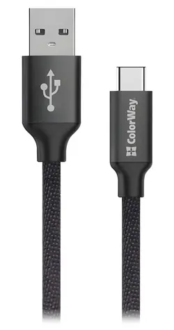Colorway czarny / Kabel do transmisji danych / USB-A - USB-C / 2,4 A / 2 m