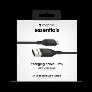 Kabel ładujący ZAGG USB-A - USB-C czarny / Kabel / USB-A - USB-C / 2 m / 15 W