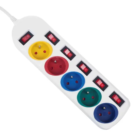 Maclean MCE204 biały / Przedłużacz / 230V / 5 gniazd / 1,5 m / włącznik