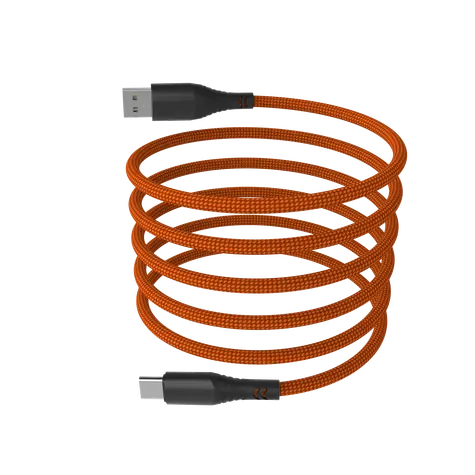 Kabel magnetyczny Hammer USB-C pomarańczowy / Kabel / USB-A (M) - USB-C (M) / 65 W / 1 m / oplot nylonowy