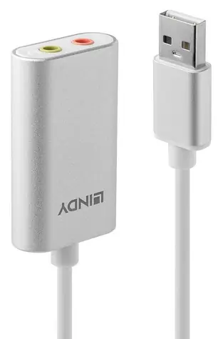 Adapter audio Lindy USB-A do 3,5 mm srebrno-biały / Adapter / Słuchawki i mikrofon / Plug & Play
