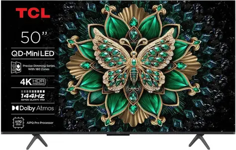 50-calowy TCL 50C69K tytanowy / Telewizor / Mini LED / 4K UHD / 144 Hz / Google TV / HDR10+ / głośniki 30 W