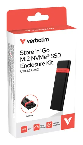 Zestaw Verbatim Secure Enclosure Kit z dostępem za pomocą klawiatury / Obudowa zewnętrzna do dysku SSD M.2 NVMe / USB-C / USB 3.2 Gen 2 / 10 Gb/s