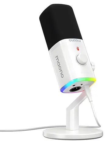 Maono PD100X biały / Mikrofon dynamiczny / XLR / USB-C / 48 kHz/24 bity / RGB