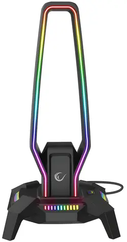 Rampage RM-H27 IGRIS czarny / Stojak na słuchawki / RGB / USB-C