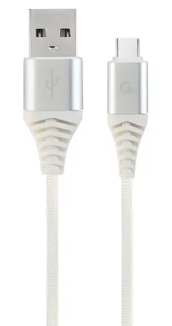 Cablexpert USB-A - USB-C biało-srebrny / kabel USB / pleciony / 2 m