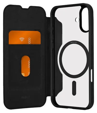 Puro Book Wallet Mag 2 czarny / Etui / MagSafe / iPhone 16 PLUS