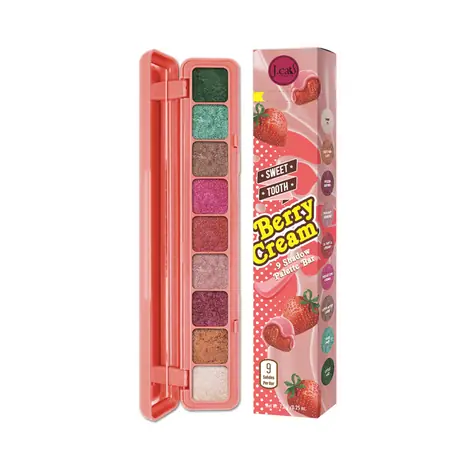 J.Cat Beauty Sweet Tooth Berry Cream / Paleta cieni do powiek / 9 odcieni / z lusterkiem