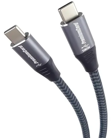 Cable USB-C czarny / Kabel / 240 W / 480 Mb/s / oplot bawełniany / 1,5 m