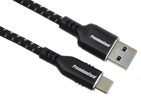 PremiumCord USB-C - USB 3.0 A / Kabel / USB 3.2 Gen 1 / 5 Gbit/s / 3 A / 2 m / oplot bawełniany